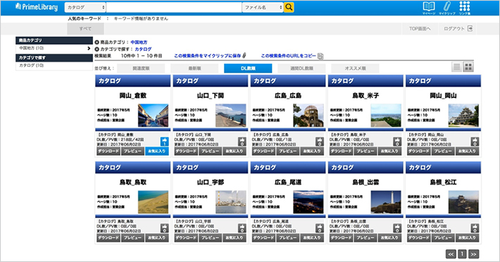 統一されたサムネイル表示画面（イメージ）