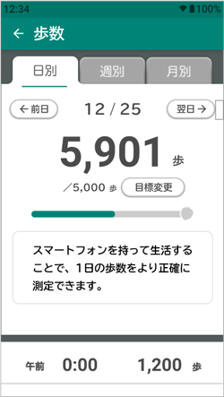 歩数・歩行距離・消費カロリー計測機能