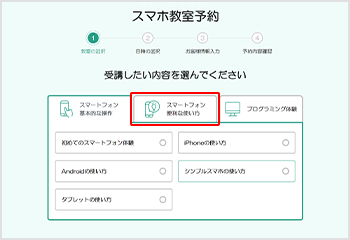 「スマートフォン 便利な使い方」タブを選ぶ